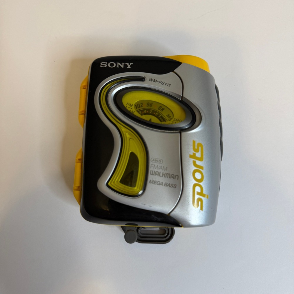 Cassette Works Sony Sports Walkman WM-FS111 FM AM Radio Cassette Player Yellow